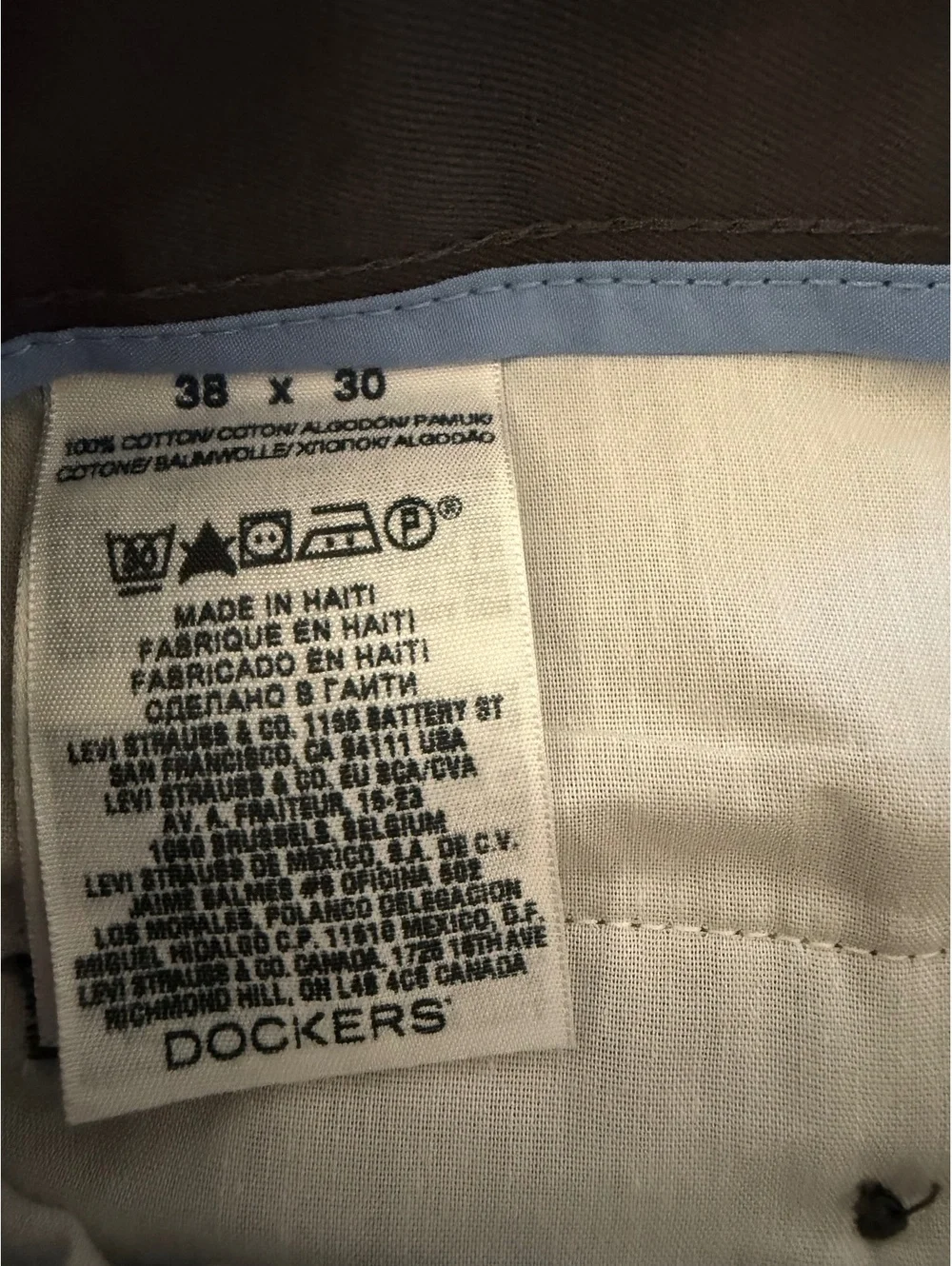 Dockers Signature Khaki D2 Straight Fit Men’s 38x30 Dark Gray Flat Front Pants